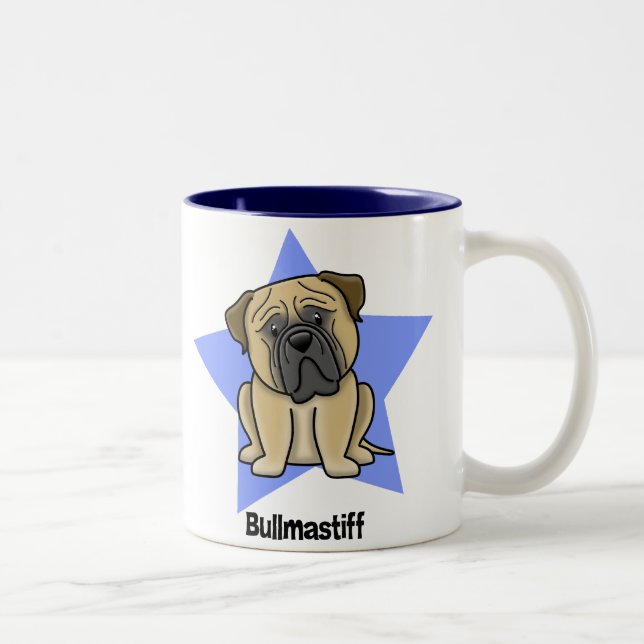 Kawaii Stern Bullmastiff Zweifarbige Tasse (Rechts)