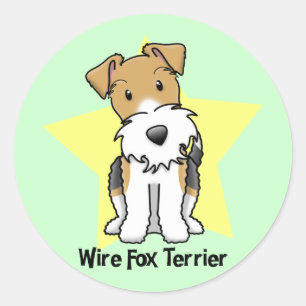 Kawaii Stern-Draht-Foxterrier Runder Aufkleber