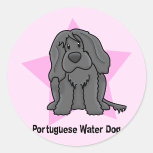 Kawaii Stern-portugiesischer Wasser-Hund Runder Aufkleber