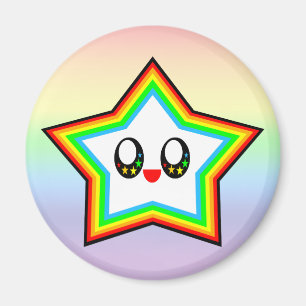 KAWAII STERN-REGENBOGEN-GLÜCKLICHES GESICHT MAGNET