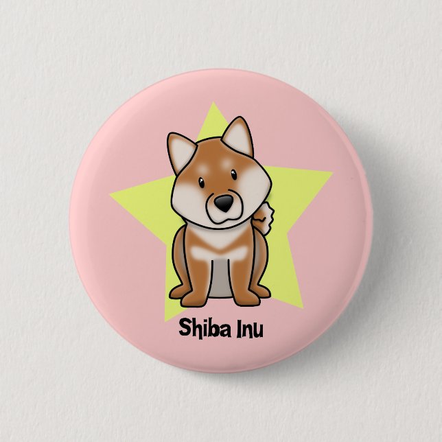 Kawaii Stern Shiba Inu Button (Vorderseite)