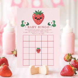 Kawaii Strawberry Baby Shower Bingo Game Card Einladung