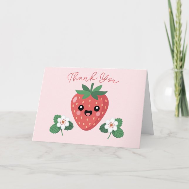 Kawaii Strawberry Baby Shower Vielen Dank Karte (Vorderseite)