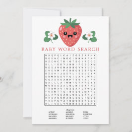 Kawaii Strawberry Baby Shower Word Search Game Einladung