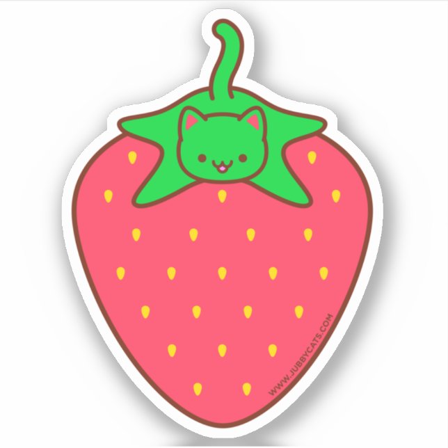 Kawaii STRAWBERRY CAT-Aufkleber Aufkleber (Vorderseite)