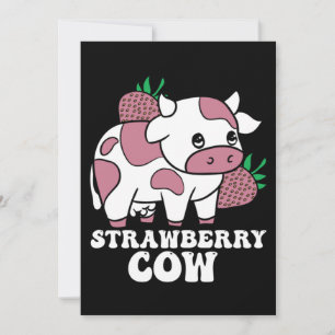 Kawaii Strawberry Cow Crazy Cow Lady Farm Animal Einladung