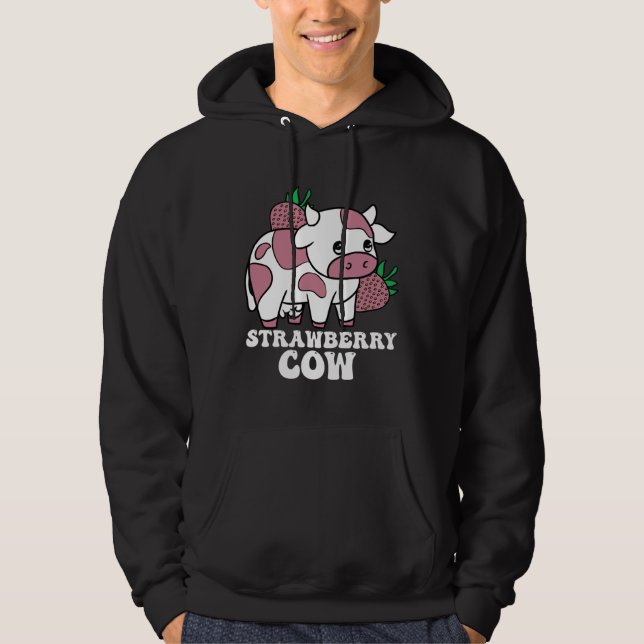 Kawaii Strawberry Cow Crazy Cow Lady Farm Animal Hoodie (Vorderseite)