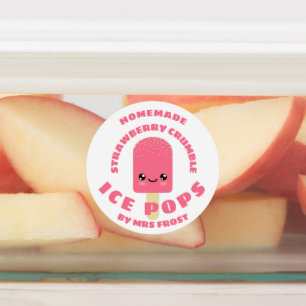 Kawaii Strawberry Crumble Ice Pops Etiketten