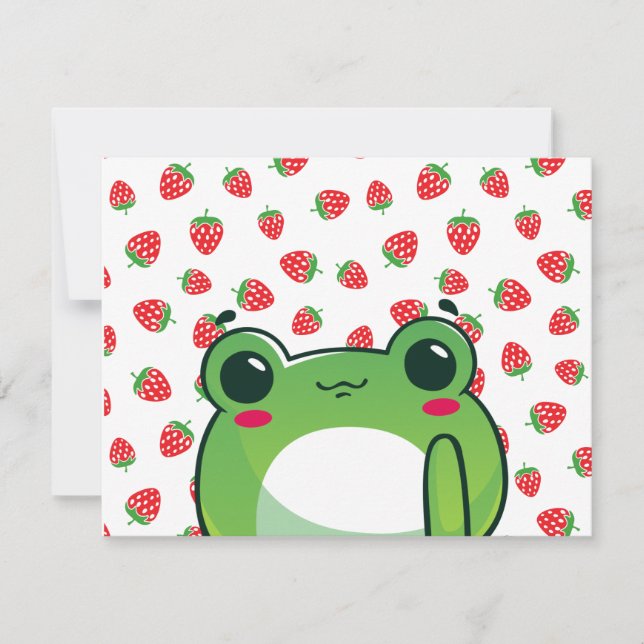 Kawaii Strawberry Frog Einladung (Vorderseite)