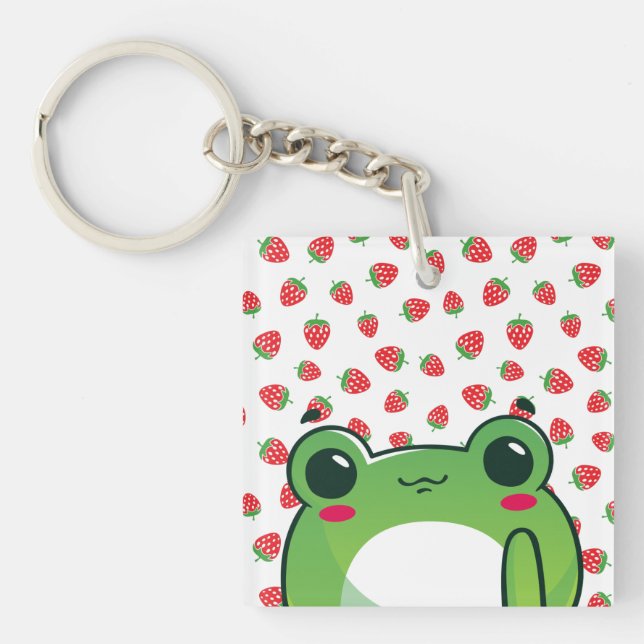 Kawaii Strawberry Frog Schlüsselanhänger (Vorderseite)