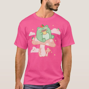 Kawaii Strawberry Frosch auf Mushroom Pink Anime C T-Shirt