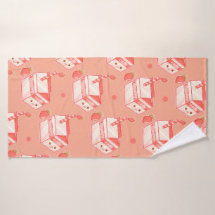 Kawaii Strawberry Milk Carton - Cute Aesthetic Art Badhandtuch Set