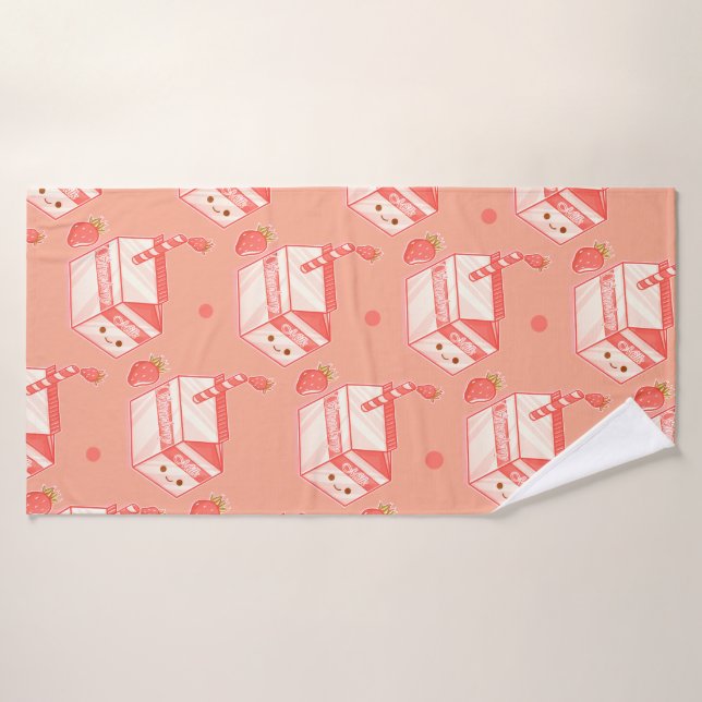 Kawaii Strawberry Milk Carton - Cute Aesthetic Art Badhandtuch Set (Badehandtuch)