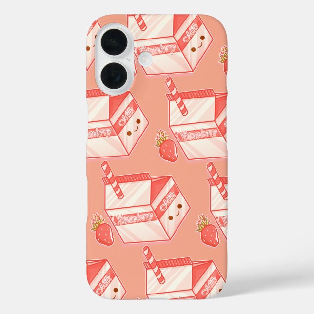 Kawaii Strawberry Milk Carton - Cute Aesthetic Art Case-Mate iPhone Hülle (Rückseite)