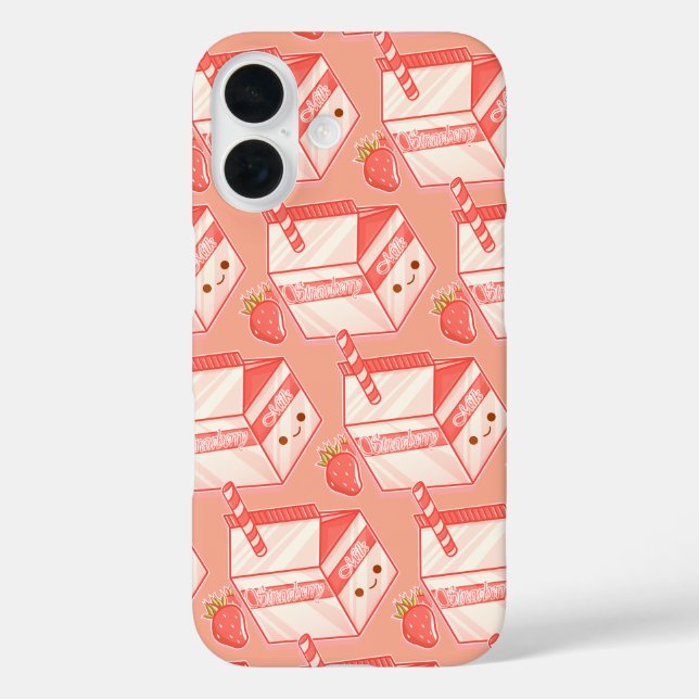 Kawaii Strawberry Milk Carton - Cute Aesthetic Art Case-Mate iPhone Hülle (Rückseite)