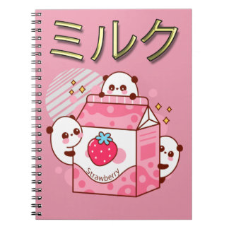 Kawaii Strawberry Milk Shake Carton Notizblock