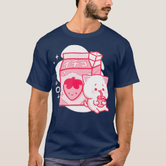 Kawaii Strawberry Milk Shake Cat T-Shirt
