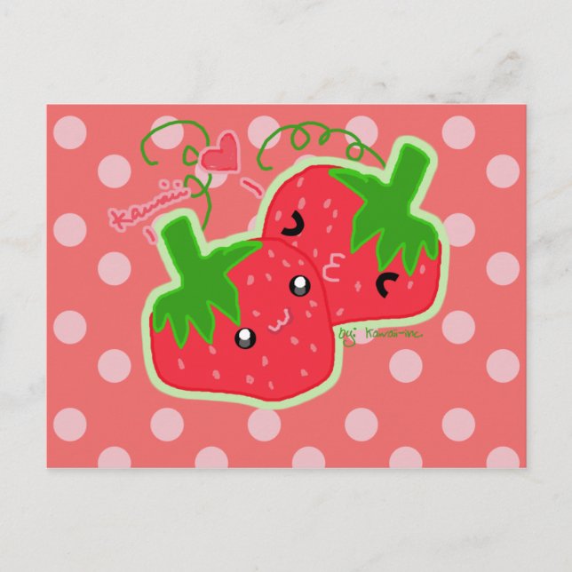 Kawaii Strawberry Postkarte (Vorderseite)