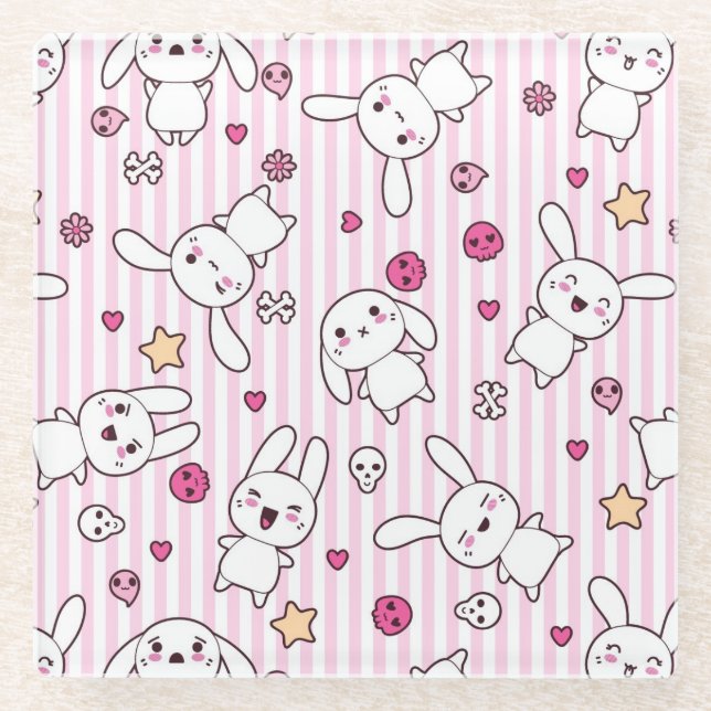 kawaii stripes Muster Glasuntersetzer (Vorderseite)