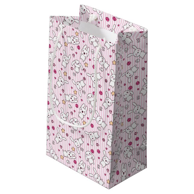 kawaii stripes Muster Kleine Geschenktüte (Rückseite Schrägansicht)