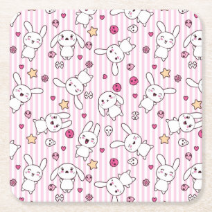 kawaii stripes Muster Rechteckiger Pappuntersetzer