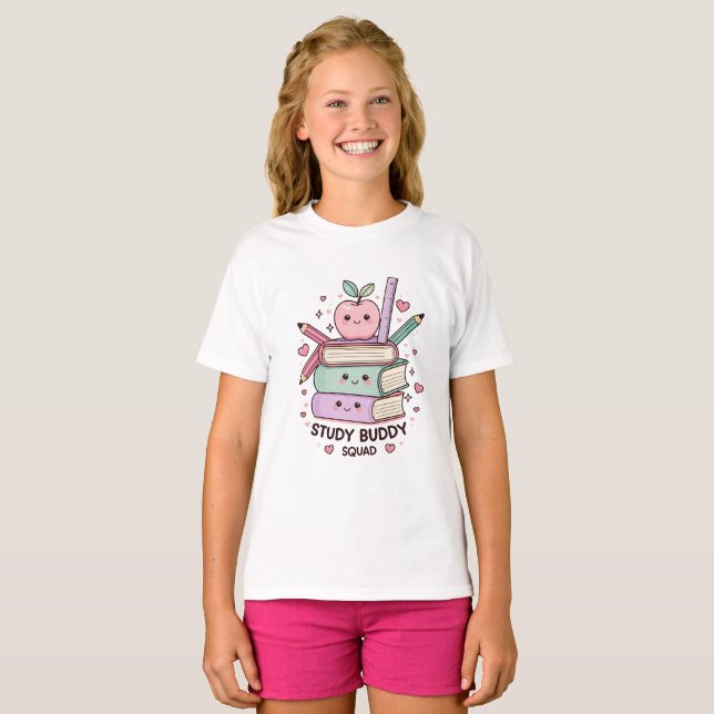 Kawaii Study Buddy Squad School Supplier T-Shirt (Vorne ganz)