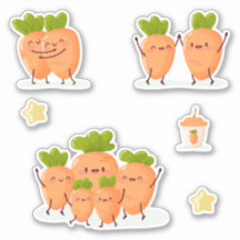 Kawaii-style fun carrots set