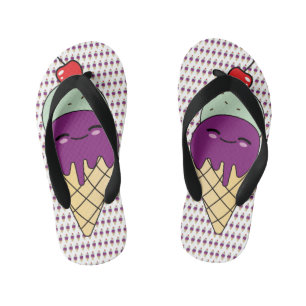 Kawaii Style Happy Ice Cream Kone Flip Flops