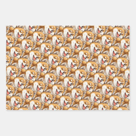 Kawaii Style Shiba Inu Gift Wrap Geschenkpapier Set