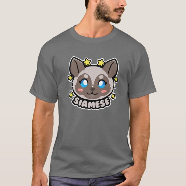 KAWAII Style Siamese Cat T-Shirt (Vorderseite)