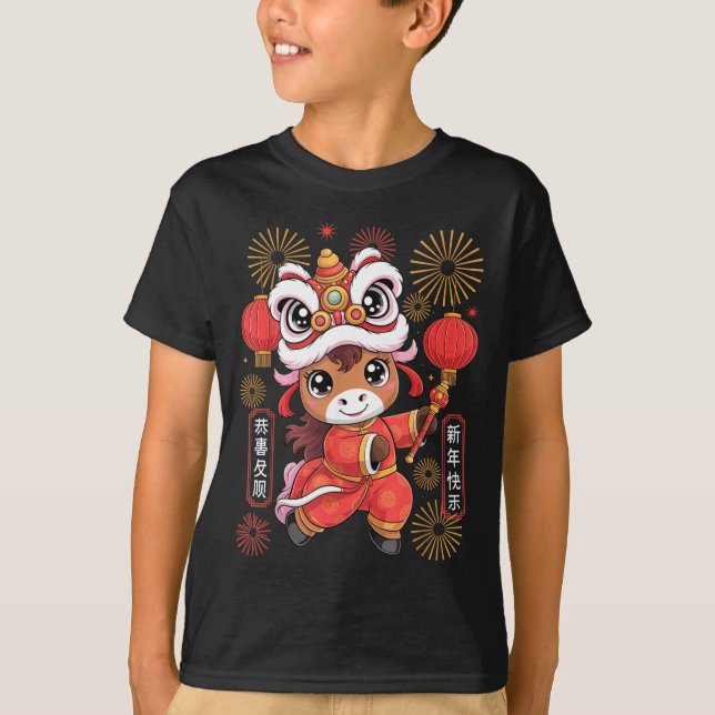 Kawaii Style Year Of The Horse 2026 Chinese New Ye T-Shirt (Vorderseite)
