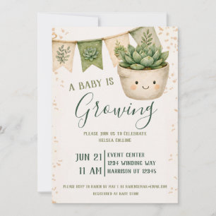 Kawaii Sukkulenten-Baby-Party Einladung