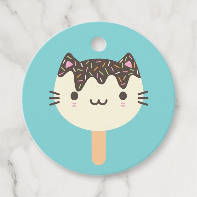 Kawaii Summer Ice Lolly Popsicle Cat Geschenkanhänger (Vorderseite)