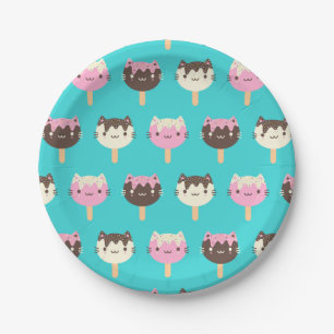 Kawaii Summer Ice Lolly Popsicle Cats Pappteller