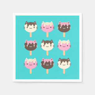 Kawaii Summer Ice Lolly Popsicle Cats Serviette