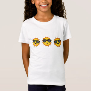Kawaii Sun mit Sonnenbrillen Happy Emoji Faces T-Shirt