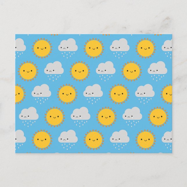 Kawaii Sun & Rain Postkarte (Vorderseite)