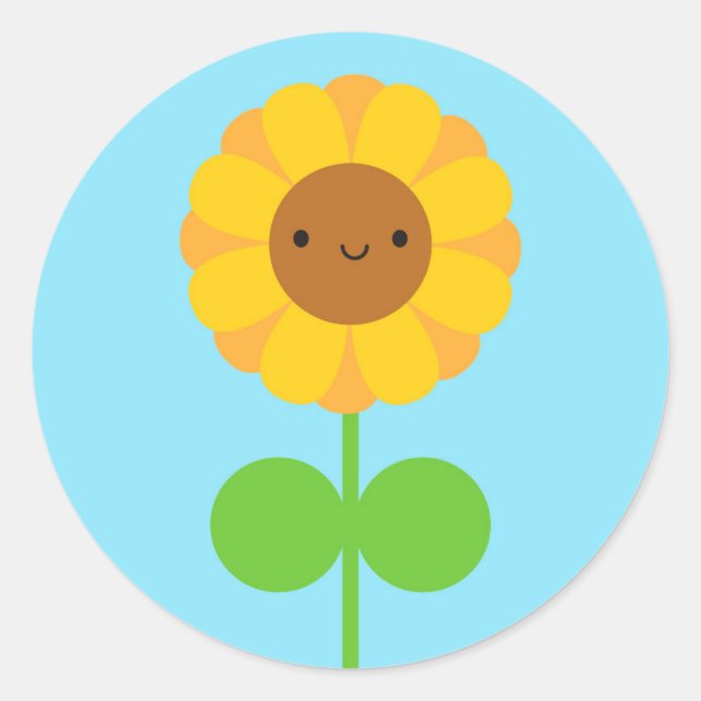 Kawaii Sunflower Runder Aufkleber (Vorderseite)