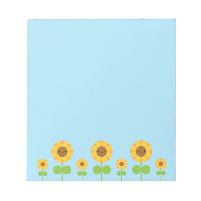 Kawaii Sunflowers Notizblock (Vorderseite)