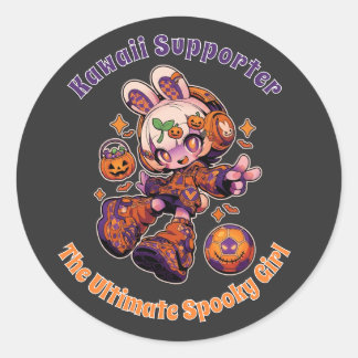 Kawaii Supporter Halloween Anime Girl Soccer  Runder Aufkleber