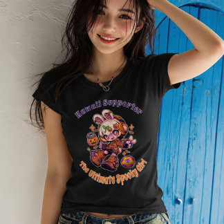 Kawaii Supporter Halloween Anime Girl Soccer  T-Shirt