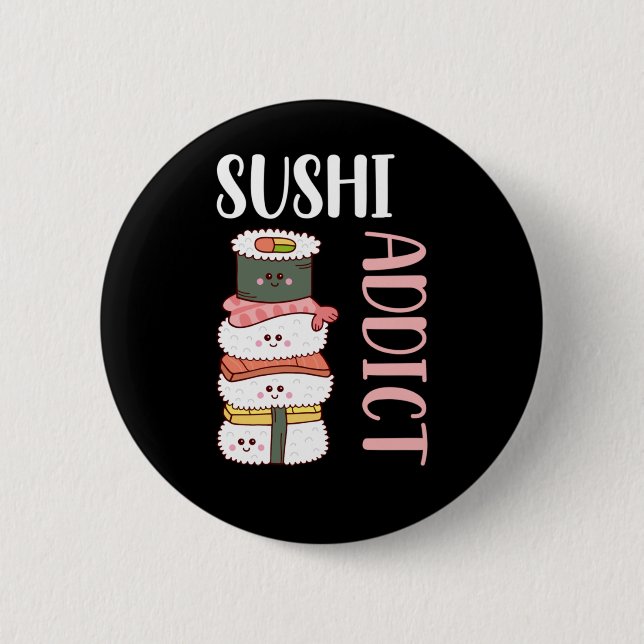 Kawaii Sushi Anime Niedlich japanisches Essen Button (Vorderseite)