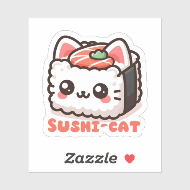Kawaii Sushi-Cat Pun Aufkleber (Blatt)