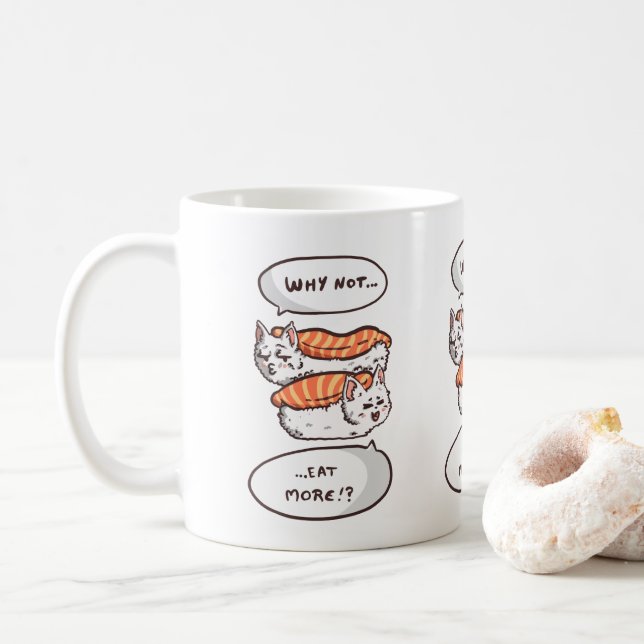 Kawaii Sushi Cat Spaß Kaffeetasse (Mit Donut)