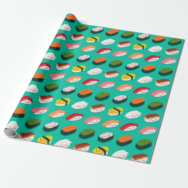 Kawaii Sushi Geschenkpapier (Ungerollt)