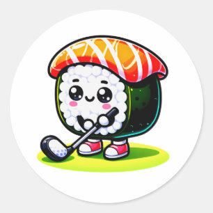 Kawaii Sushi Golf Runder Aufkleber