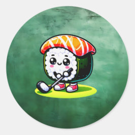 Kawaii Sushi Golf Runder Aufkleber