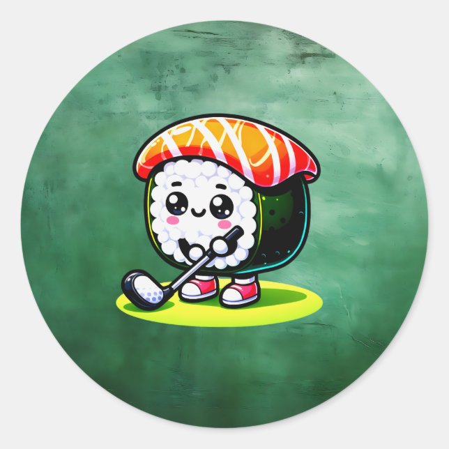Kawaii Sushi Golf Runder Aufkleber (Vorderseite)