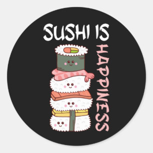 Kawaii Sushi Happy Anime Niedlich japanisches Esse Runder Aufkleber
