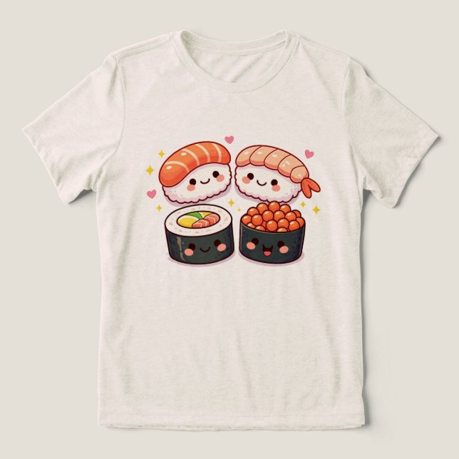 Kawaii Sushi Liebe Tri-Blend Shirt (Design Vorderseite)